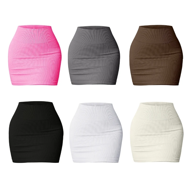 

Ribbed Knit Mini Pencil Skirt for Women Above Knee Basic Short Bodycon Skirt Casual Summer Mini Short Skirt Streetwear