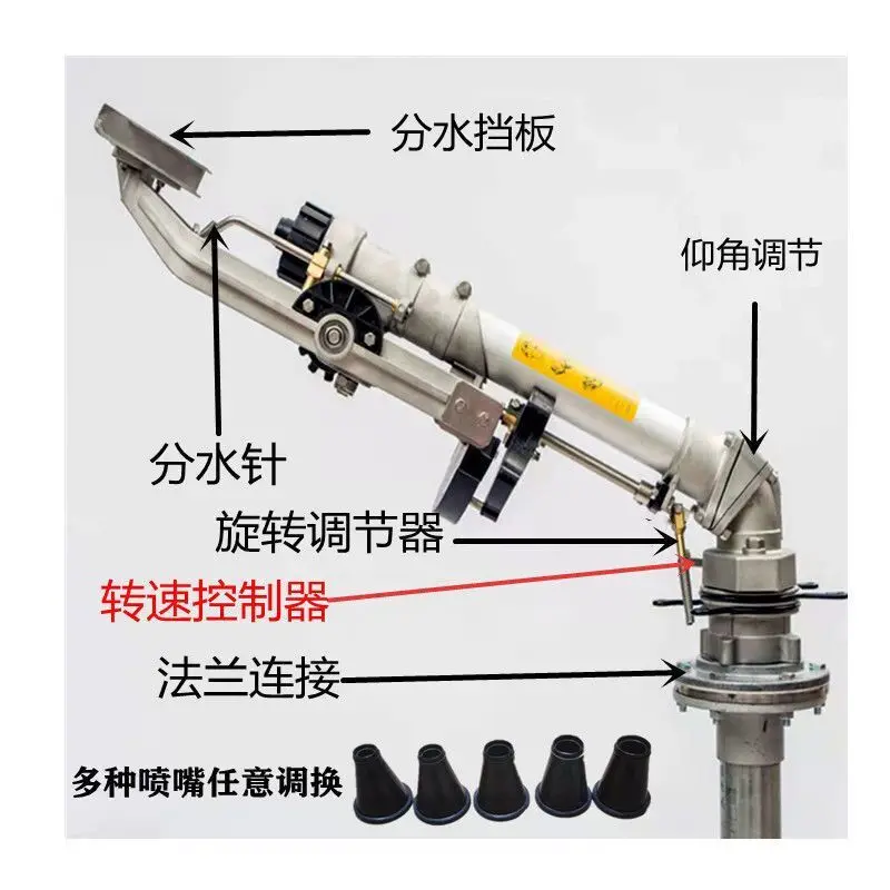 Metalowy duży pistolet przeciwdeszczowy zraszacz najdługowie prędkość do rzucania napęd nawadnianie pistolet deszczowy opryskiwacz do nawadniania rolniczego tłumienie pyłu