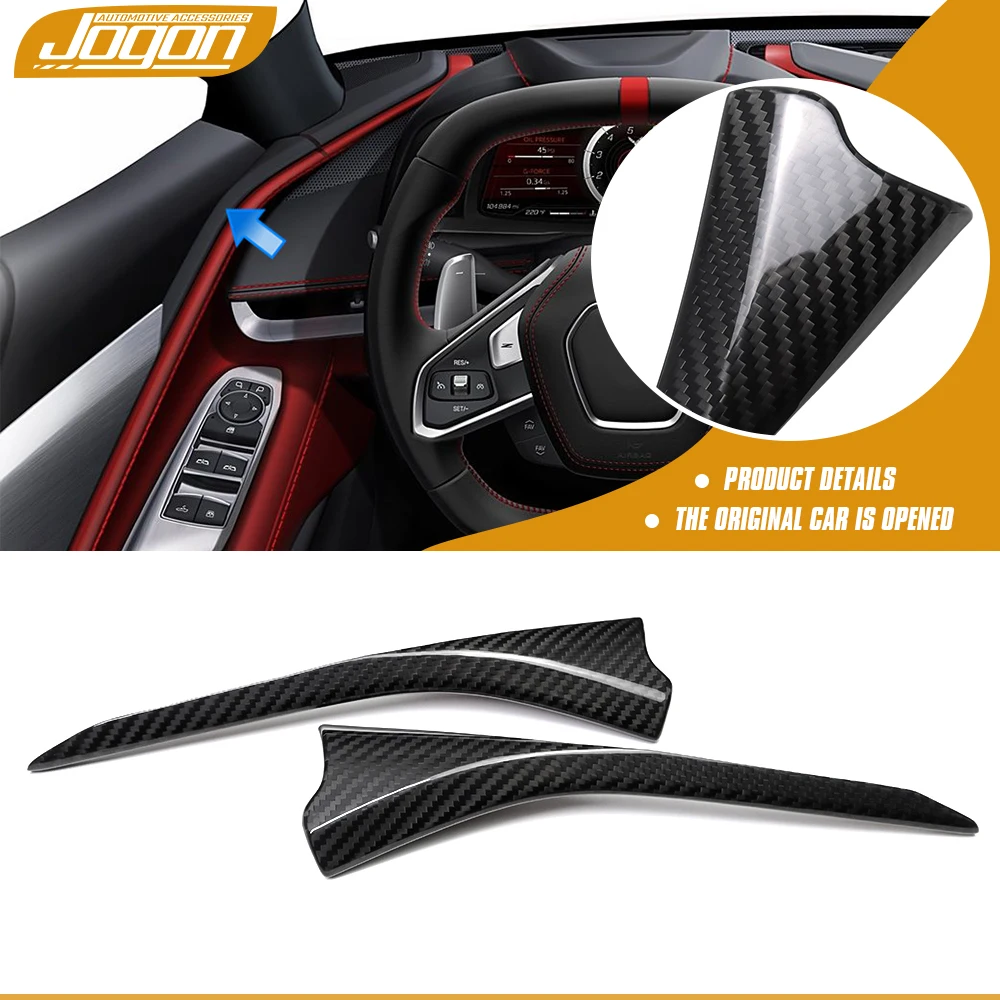 

For Corvette C8 Stingray Coupe Convertible 2020+ Real Carbon Fiber Interior Car Front Door Window Side Strips Upper Molding Trim