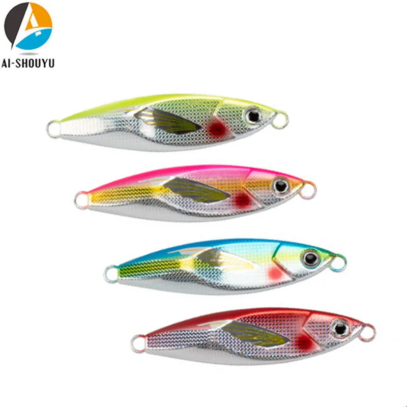 

AI-SHOUYU New Jigging Fishiing Lure 30g/40g/60g/80g/100g/120g Seawater Spoon Slow Jigging Lure Boat Fishing Jigs Hard Lures