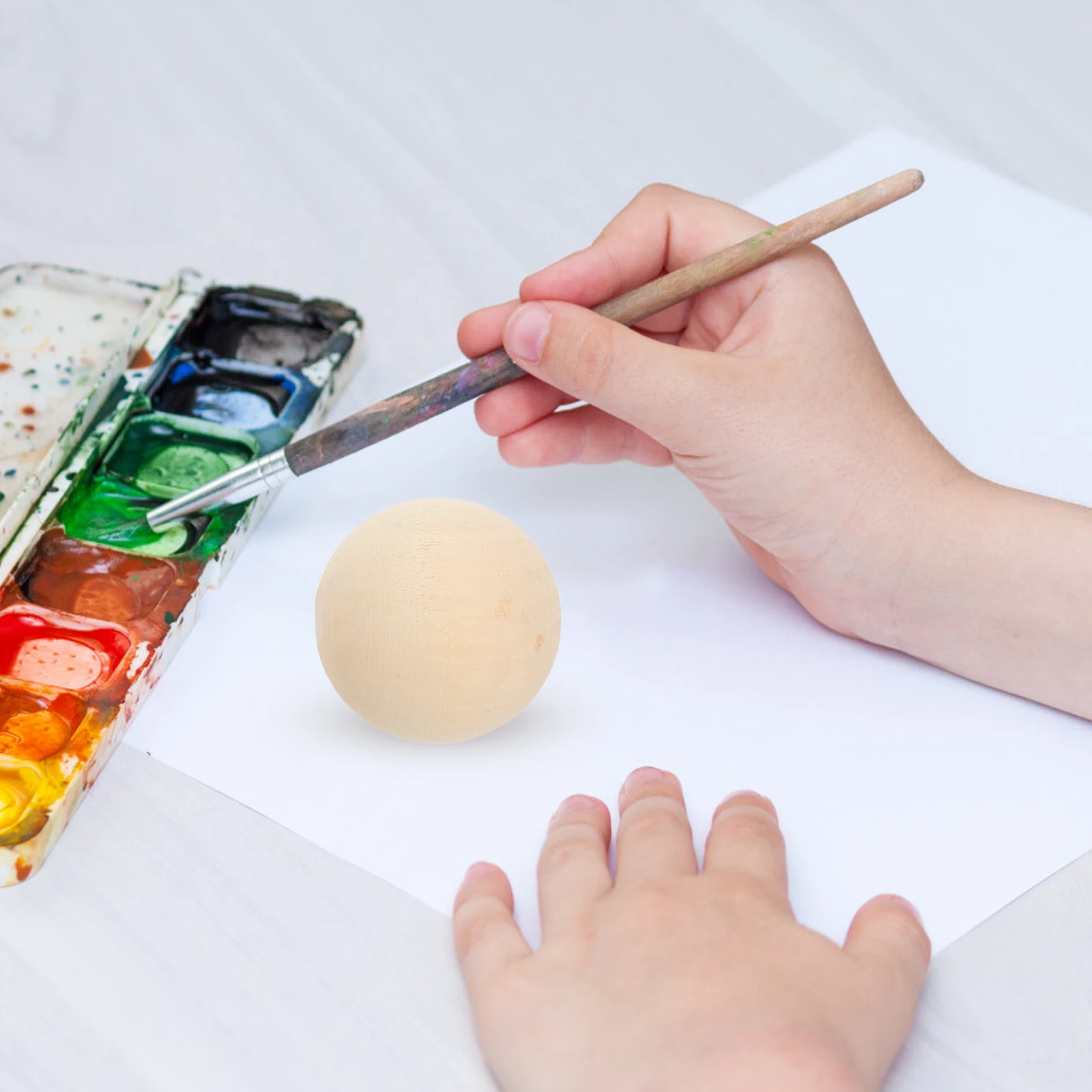 10 pçs grandes contas de madeira não porosas bolas de madeira redondas sólidas para projetos de artesanato crianças diy pintura decoração bolas de artesanato de madeira