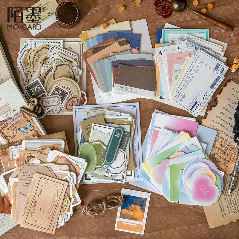 100 Pcs Vintage Notes Collection Series Memo Pad Decorative Stationery Scrapbooking Diary Album Lable Retro Material Paper Card