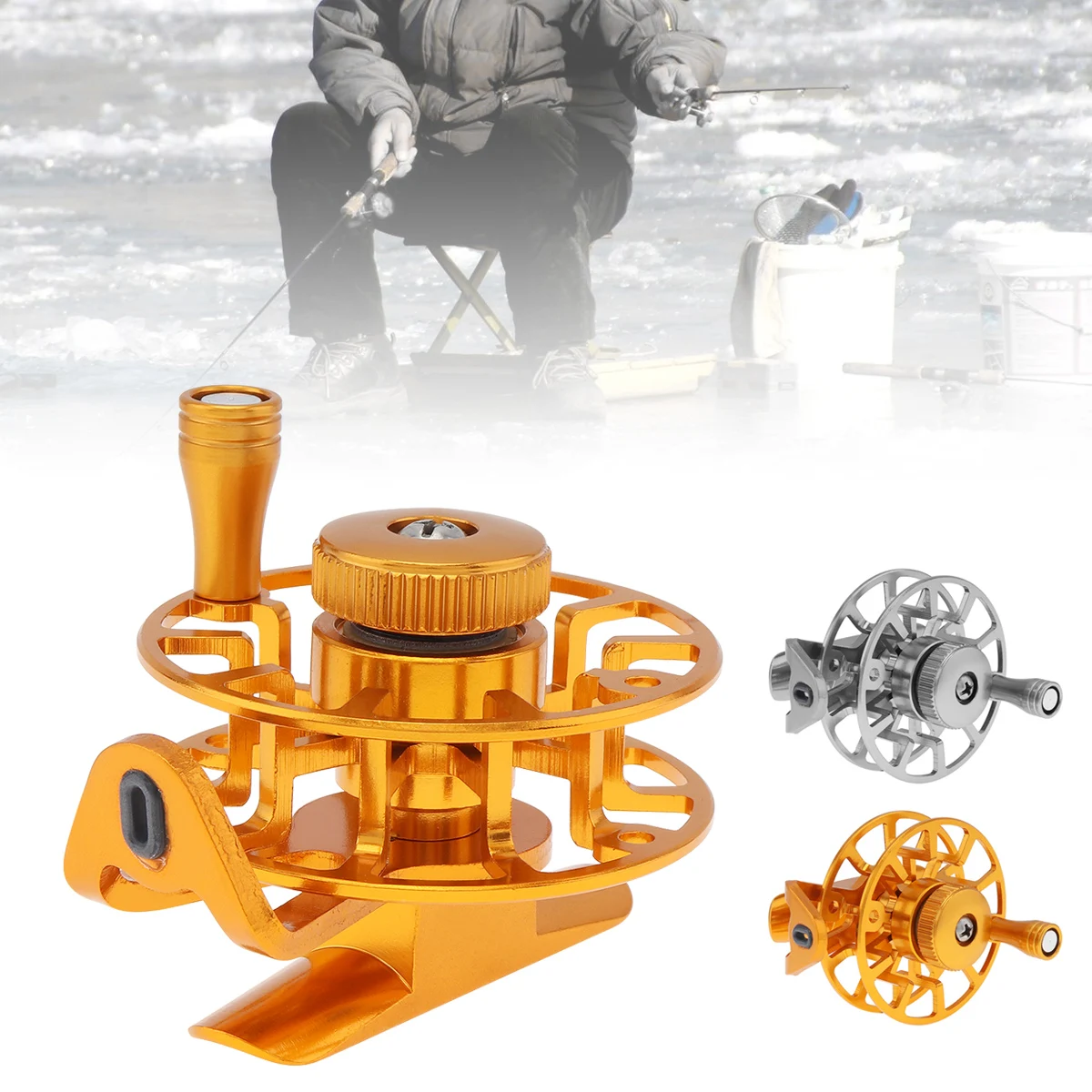 

Full Metal Ice Fishing Reels Horizontal Ultralight Former Winter Fly Fishing Tackle 1:1 Gear Ratio Left Hand for Carp