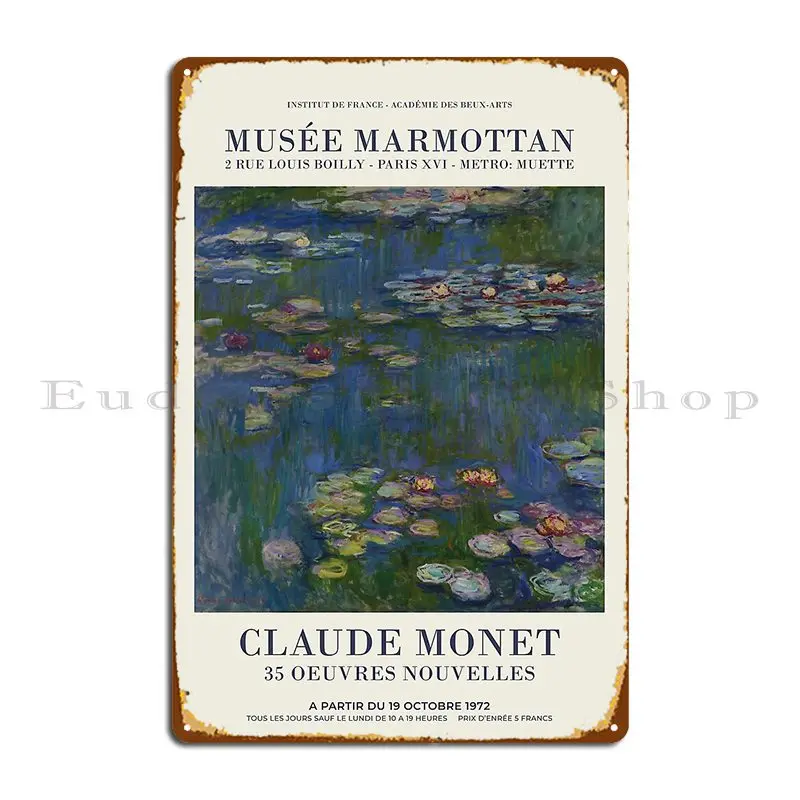 Claude Monet Water ninfes targa in metallo Poster murale divertente stampato arrugginito Pub piatti targa in latta Poster