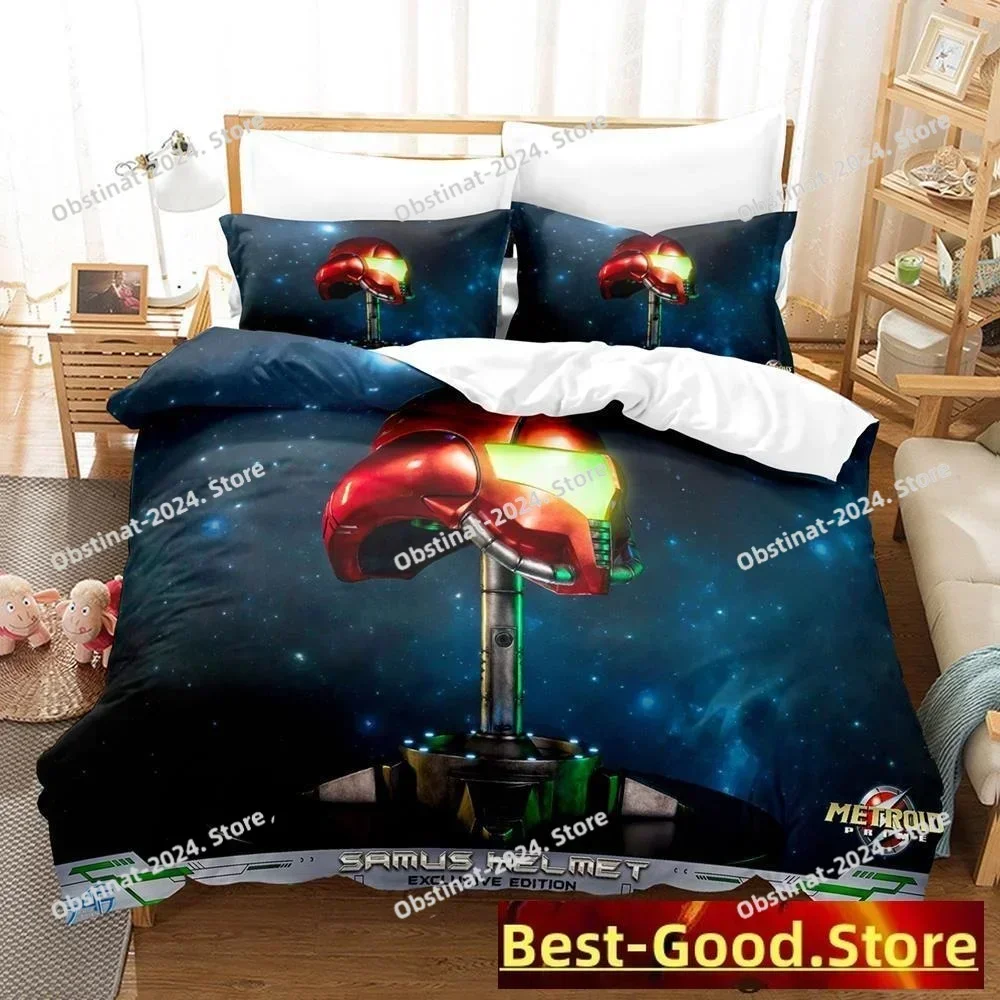 Top New Metroid Prime Bedding Set Printed single Comforter Quilt Bed Cover Duvet Cover Pillow Case 3 Pieces Sets Kids Adult Size