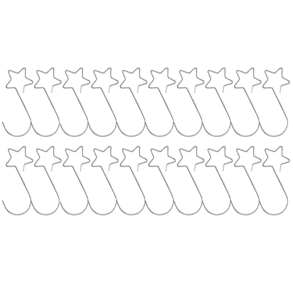 

20 Pack Metal Ornament Hooks Star Shaped for Christmas Tree Decorations in Gold Green Silver Red 5cm Waterproof Design