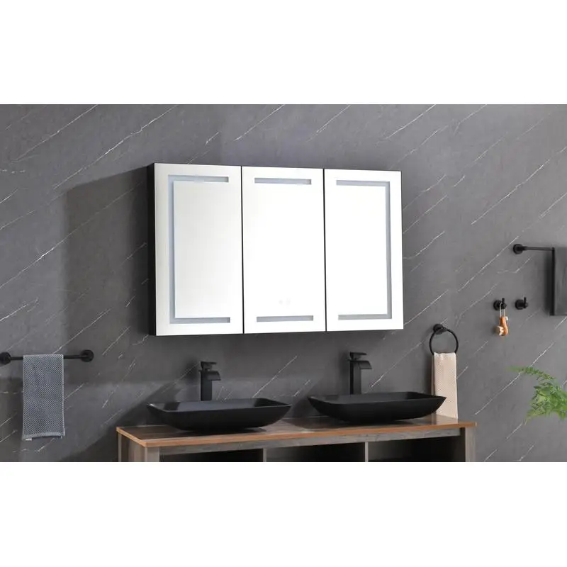 

48"x30" LED Lighted Bath Med Cabinet w/Mirror, Sockets, Dimmable, Anti-Fog Function, Stylish Design for Modern Bathrooms