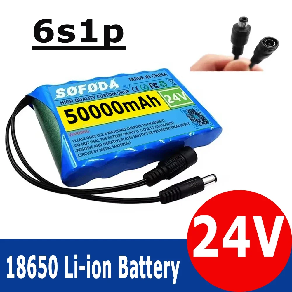 New 100% original 24V 6S1P 50000mah battery lithium ion battery pack capacity DC 24v 50Ah CCTV cam Monitor