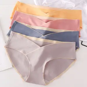 Hochtütiges Baumwollhip für schwangere Frauen, einstellbare Unterhosen zur Unterstützung des Bauches, monochrome Unterhose, 4 Stücke 6 Hauptverkäufe Cueca Baumwolle schwanger - №2