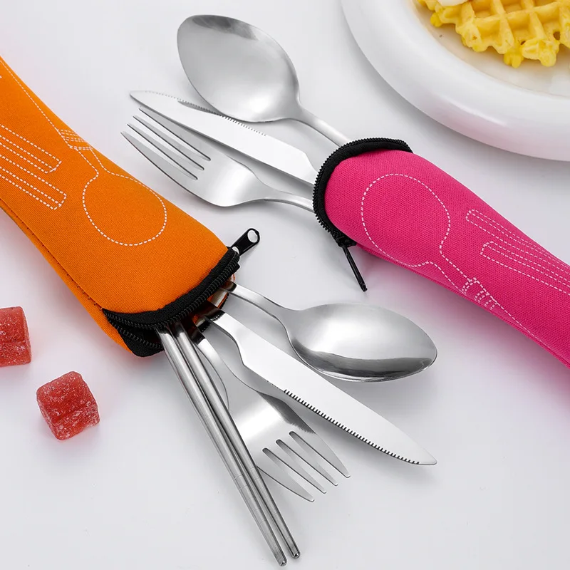 Portable Tableware Bag Spoon Fork Knife Cutlery Storage Bag Camping Utensils for Dinner Household Tool Travel Camping Spoon....
