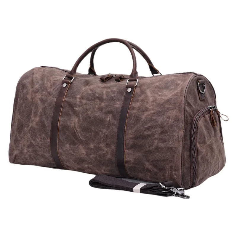 

Vintage Retro Canvas Travel Bag with Large Capacity 55L Independent Shoe Case Wet-Dry Separation for Business Trip Casual Work