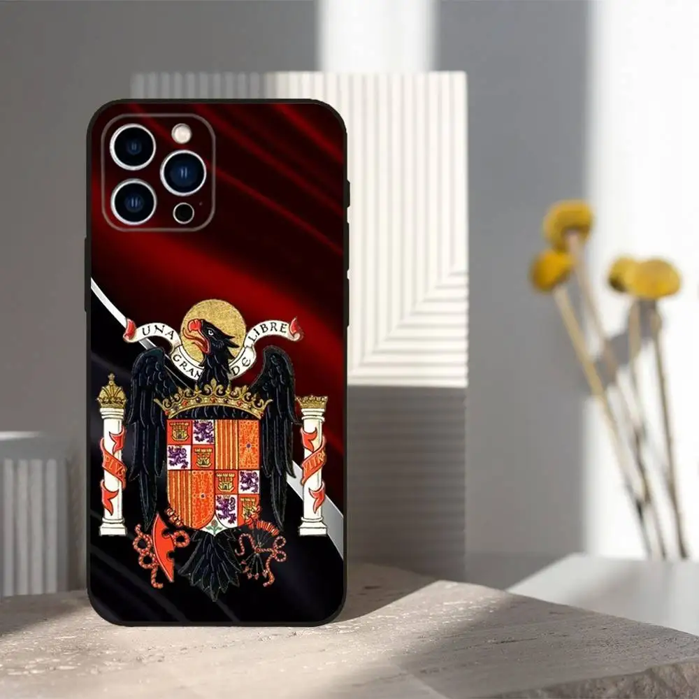 Capa de telefone civil com emblema da guarda espanhola para iPhone 16,15,14,13,12,11 Plus, Pro Max, XS, X, XR, SE, Mini, 8,7, capa preta de silicone macio