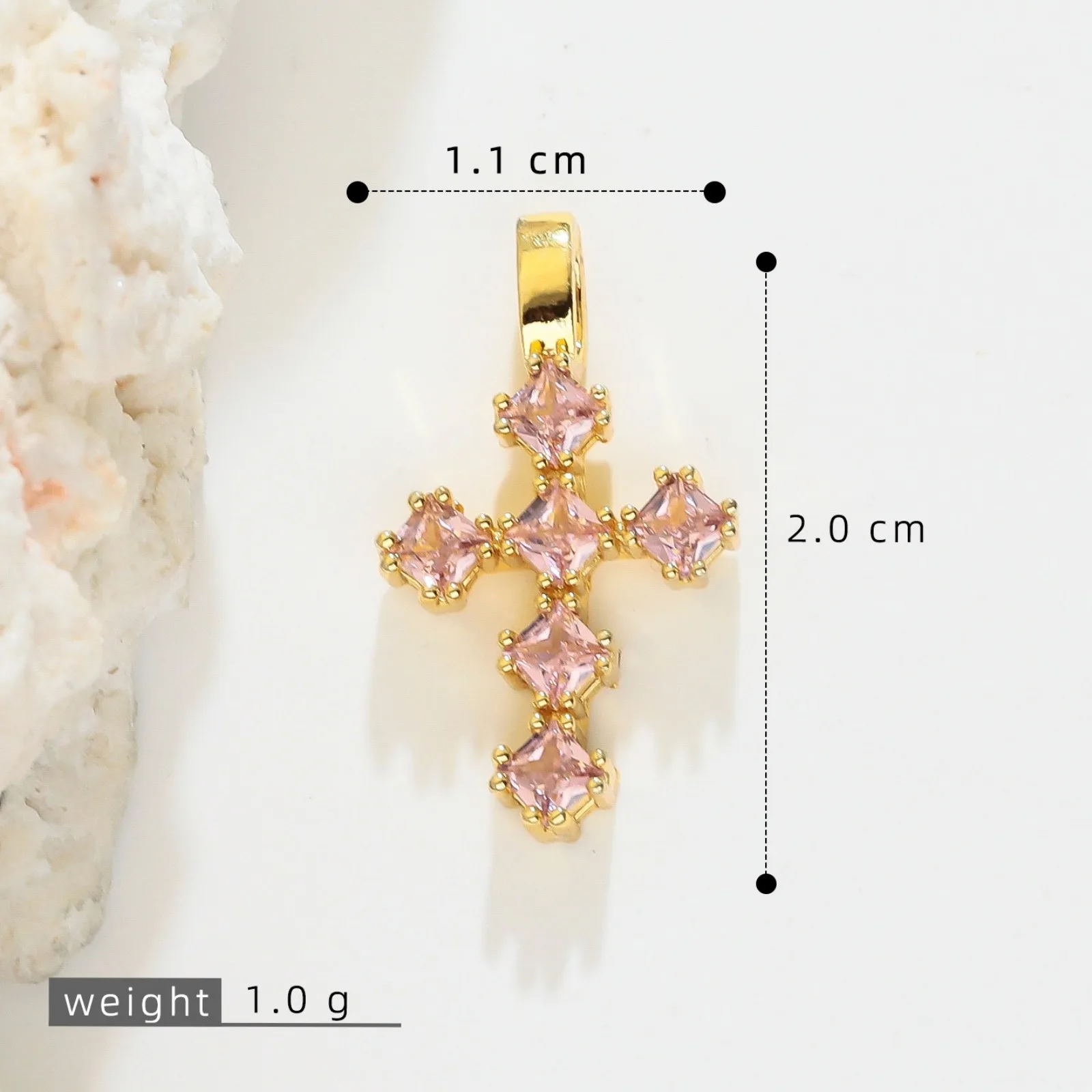 1 Stück Messing-Kreuzanhänger, 18K vergoldet, für DIY-Halsketten, Armbänder, Schmuckherstellung, Großhandel – Detail 9