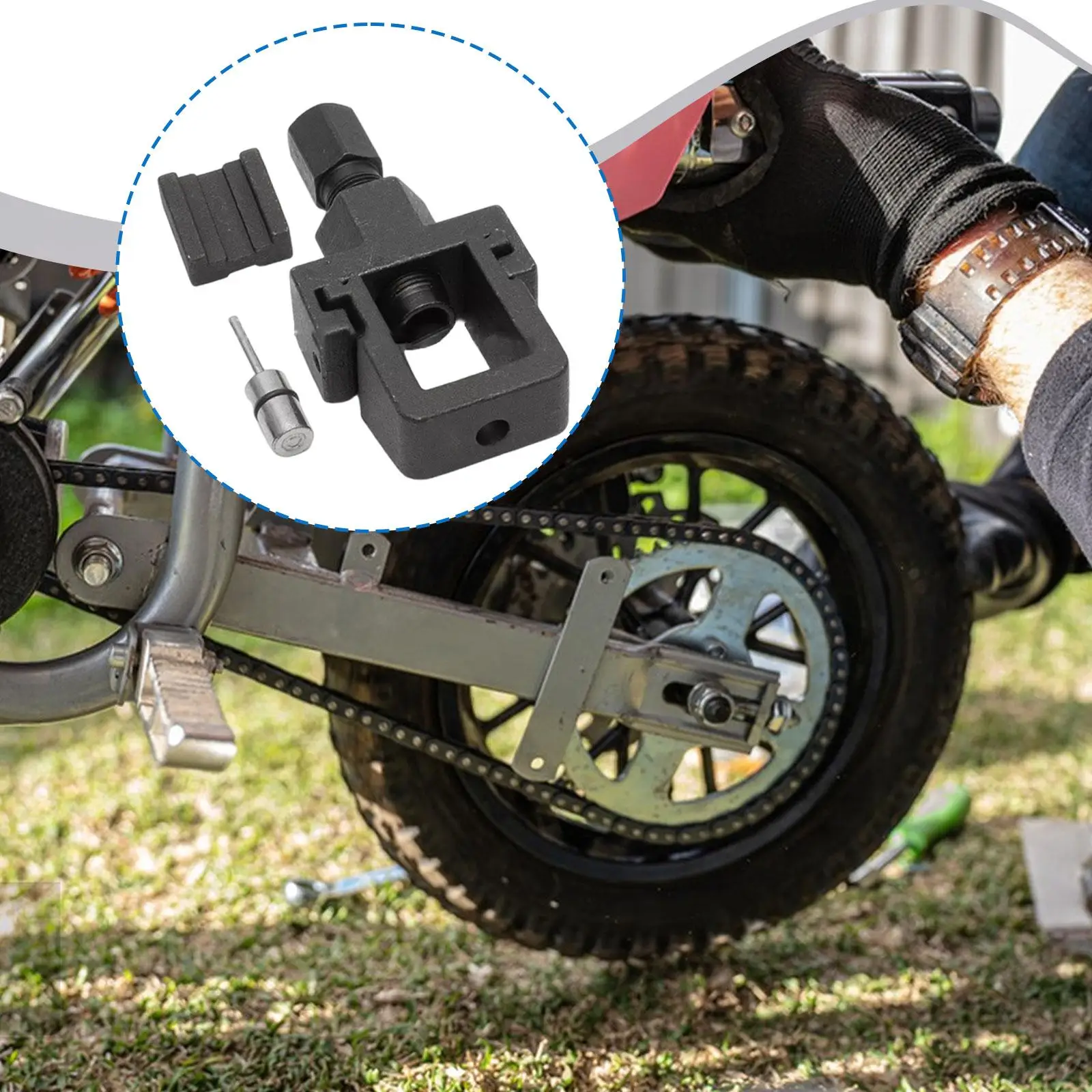 قواطع سلسلة الدراجات النارية من الفولاذ الكربوني القوي متعددة الوظائف، شديدة التحمل، الملحقات، أداة إصلاح، فاصل سلاسل مزيل السلاسل