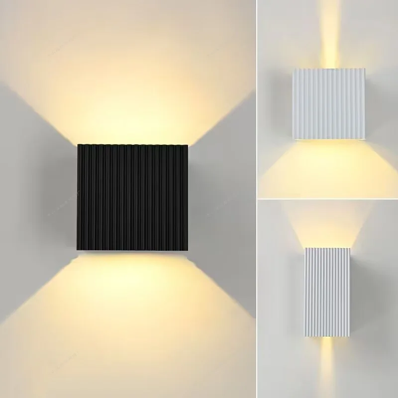 

Outdoor Stripes Aluminium Wall Light Garden Courtyard Balcony Waterproof Porch Light Beam Angle Adjustable Square Wall Sconce