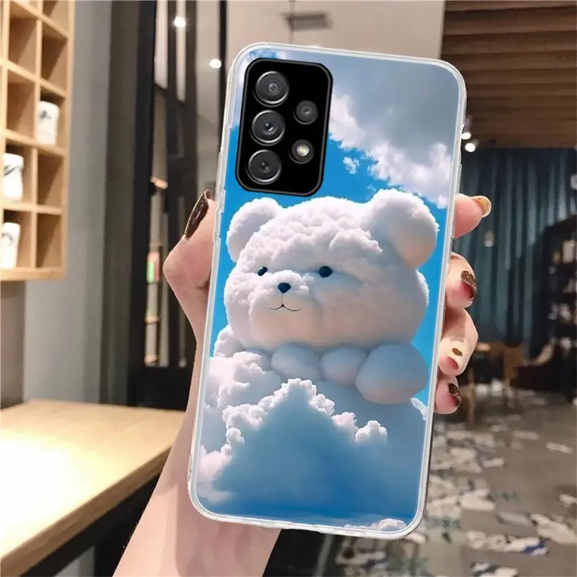 Sunny Clouds Teddy Bear Silicon Phone Case For Samsung Galaxy A52 A51 A50S A42 A32 A22 A12 A02S A30S A20S A10S A41 A31 A21S A40 view 5