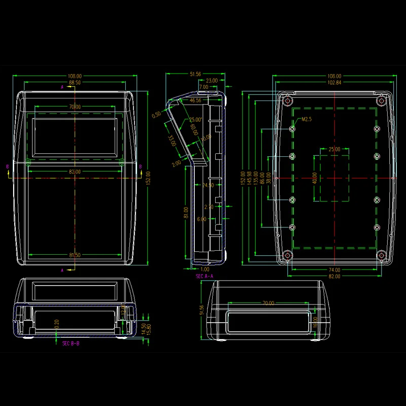 152*108*52mm Desktop Control System Junction Box ABS Plastic Housing DIY Enclosure Case For Industrial Control PCB