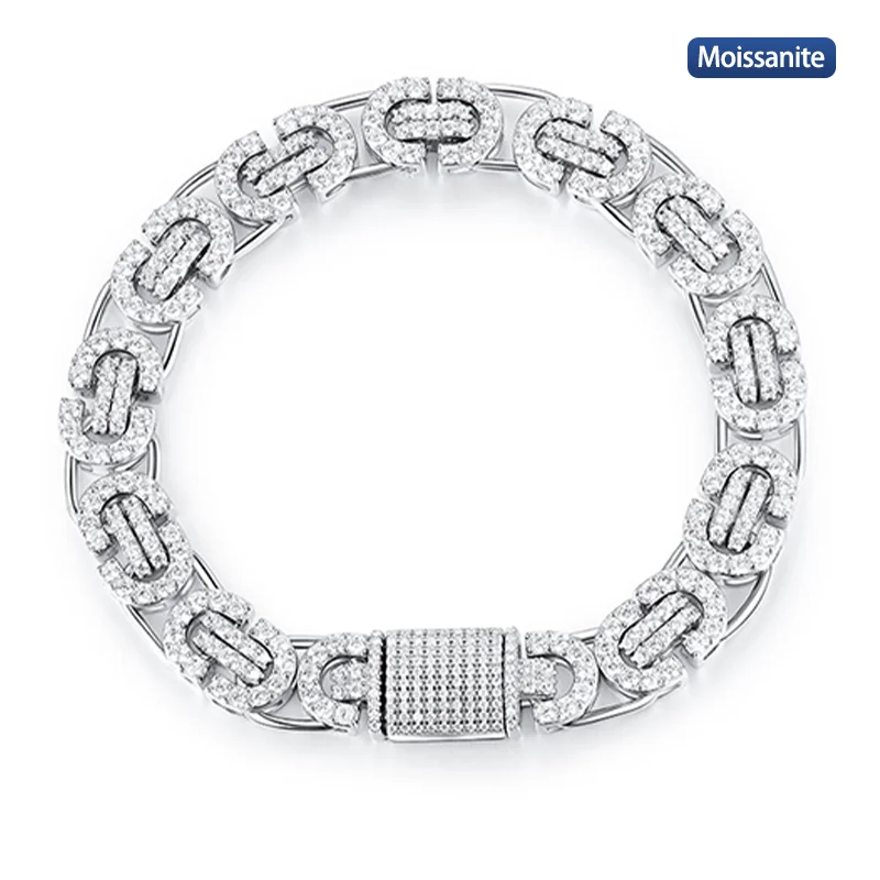 

S925 Silver Moissanite Cuban link Bracelet 6.5~8inch HipHop Style Jewelry Personalized customization Valentine's Day Gift ﻿