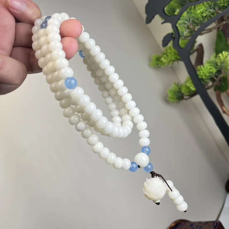 White Jade Bodhi Root 108 Bodhi Seed Buddha Beads Men and Women All-Matching Necklace Bracelet