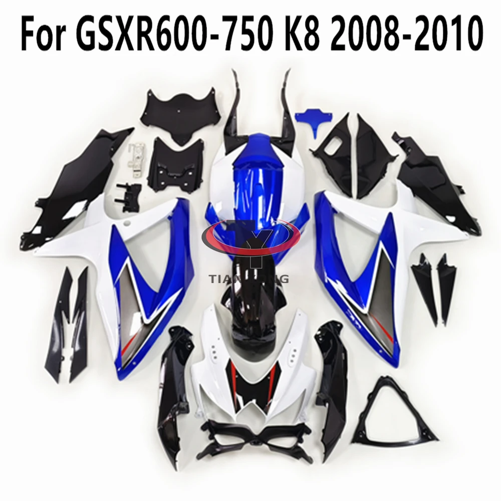 Motorcycle Bodywork Blue White Black Gradient Injection Cowling Full Fairing Kit For GSXR600 GSXR750 K8 2008 2009 GSXR 600 750