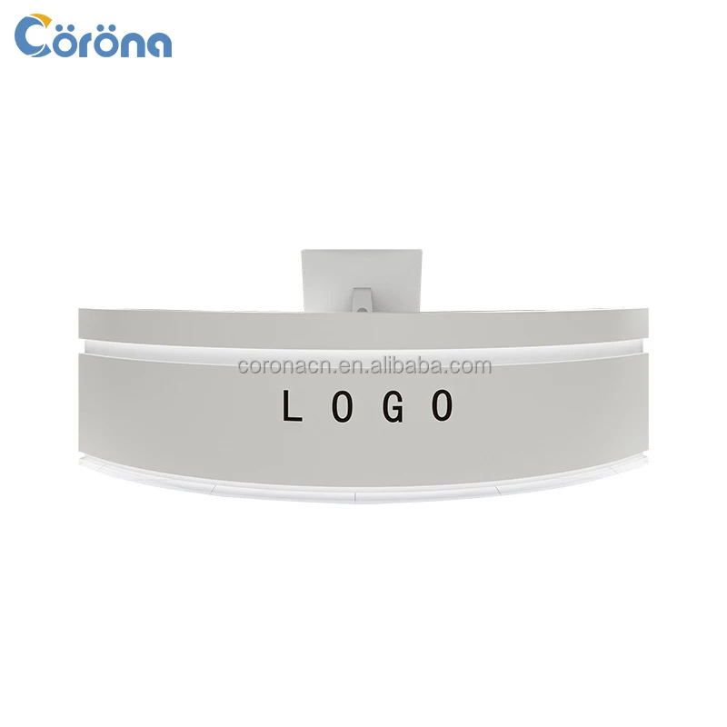 Customizable White Marble Curved Modern Reception Desk Counter for Office