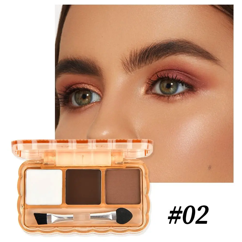 Long Lasting Eyebrow Powder Kit Waterproof 3 Colors Brow Tint with Brush Black Light Dark Brown Brow Filler Palette