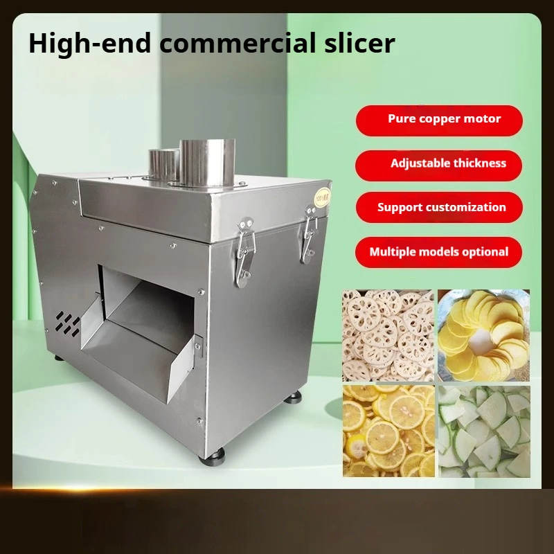 1250W Commercial Vegetable Slicer Machine, Electric Auto Cutter for Potato/Carrot/Fruit with Stainless Steel Blade