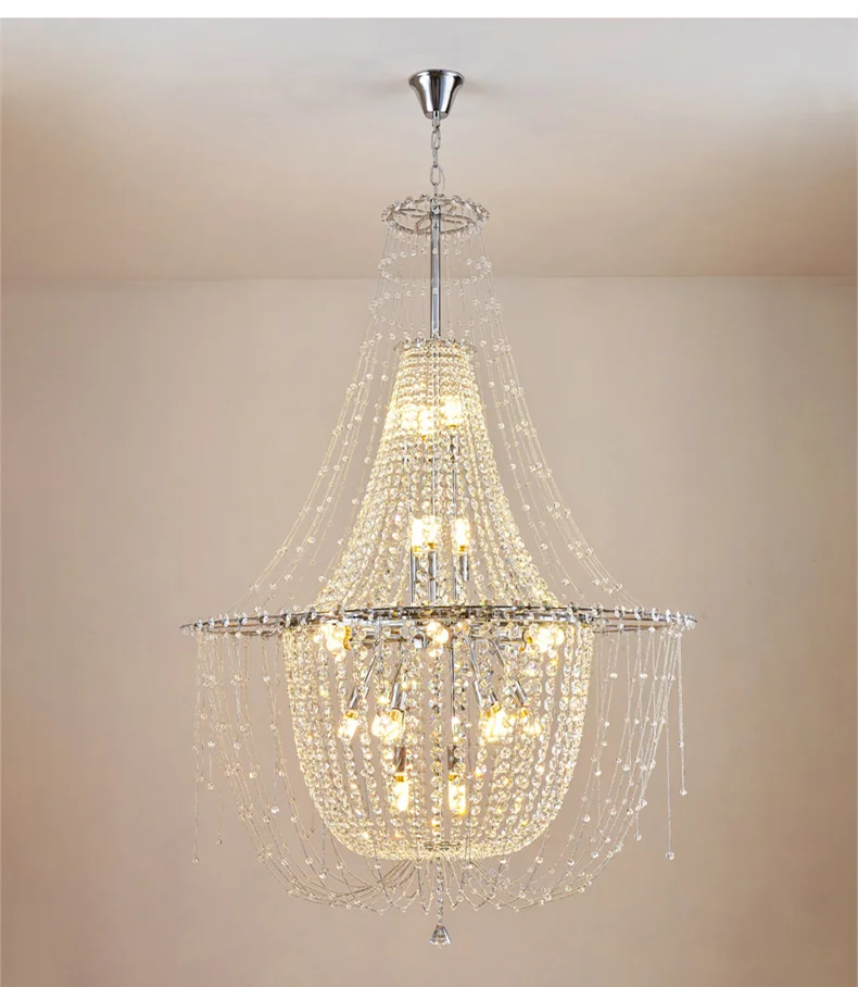 Hot Selling Italian Classic Luxury Villa Hotel Home Decoration Chrome Led Crystal Chandelier Elegant Design Luxury Pendant Light
