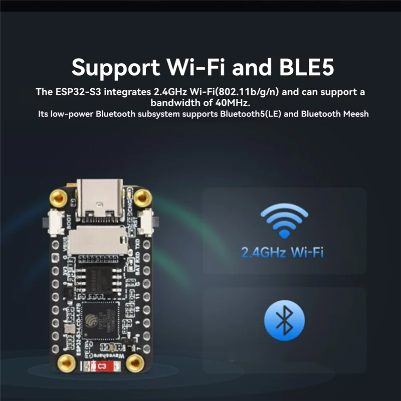 

B04C-ESP32-S3 Плата для разработки экрана 1,47 дюйма с пятиточечным сенсорным экраном, поддерживает Wi-Fi и Bluetooth с встроенной антенной сварной