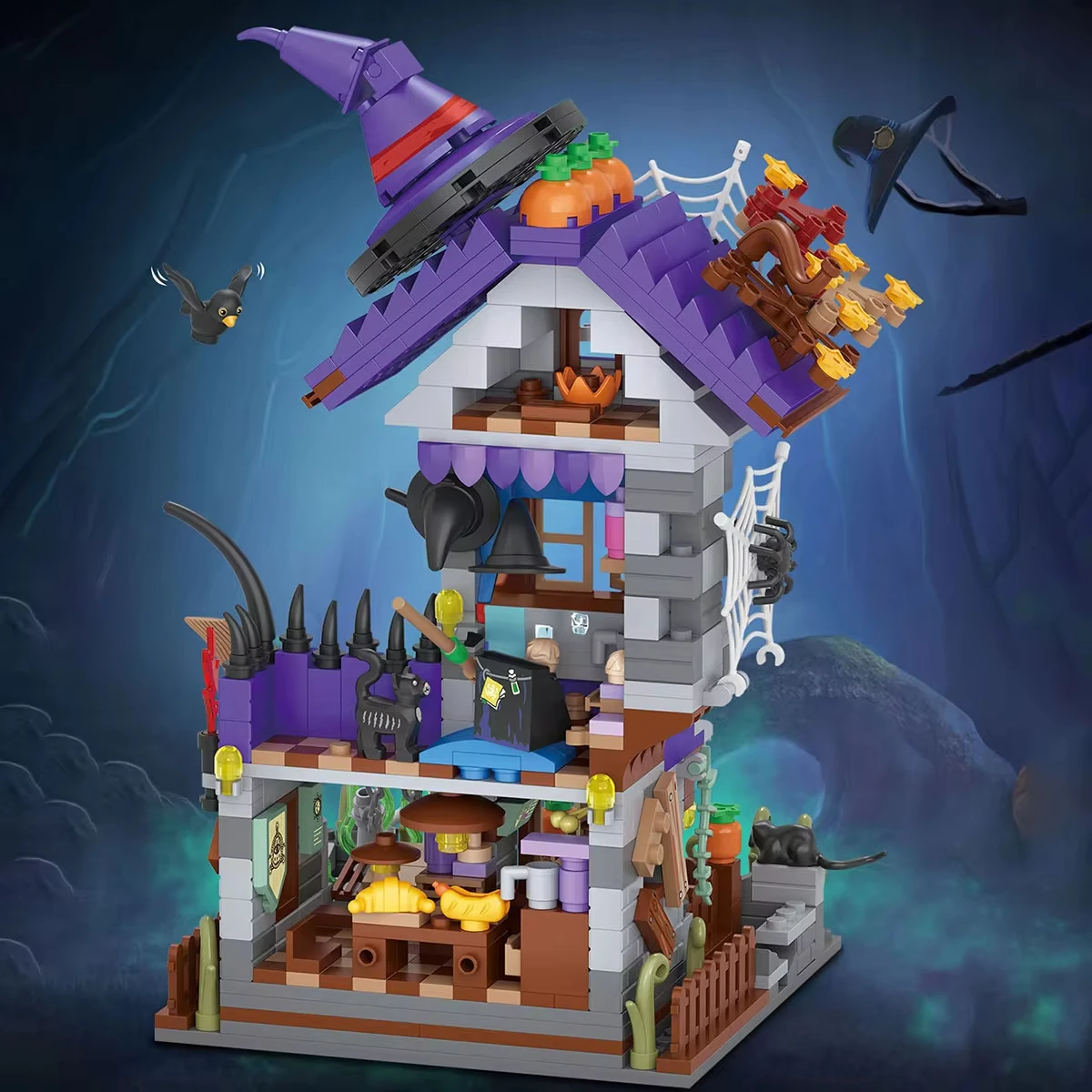 ToylinX mini Brick Building Toy Creative Building Blocks Halloween Witch House 712pcs Birthday Halloween Gift for Kids and Adult