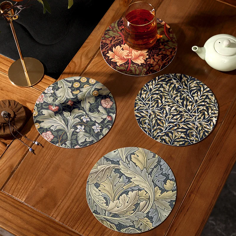 Luxury Heatproof PU Coasters - 16cm Round Oil/Water Resistant Placemats,Anti-Slip Table Protectors for Drinks Pads (1-10P Set)