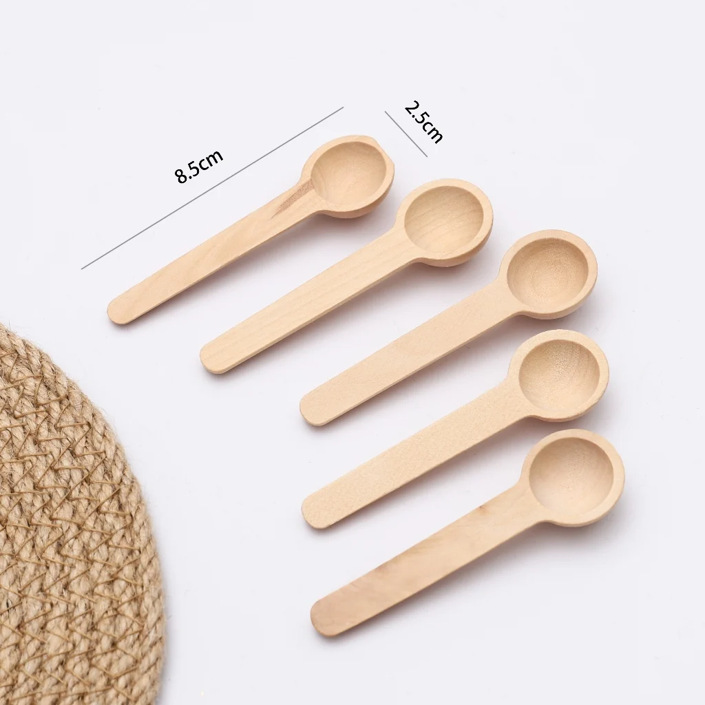 5-teiliges Set Mini-Holzlöffel, kleine Badesalzlöffel, Bonbonlöffel, Löffel für Gewürzgläser, Honig, Kaffee, Kuchendekorationswerkzeug – Detail 6