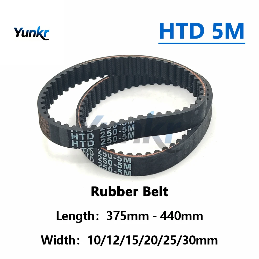 

HTD 5M Rubber Timing Belt Length 375 380 385 390 395 400 405 410 415 420 425 430 435 440mm Width 10/12/15/20/25/30mm Drive Belt