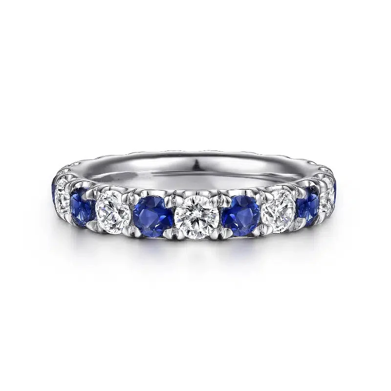 Huitan blau weiß runde Zirkonia Fingerring für Frauen Silber Farbe Mode dünne Accessoires täglich tragen Aussage Schmuck