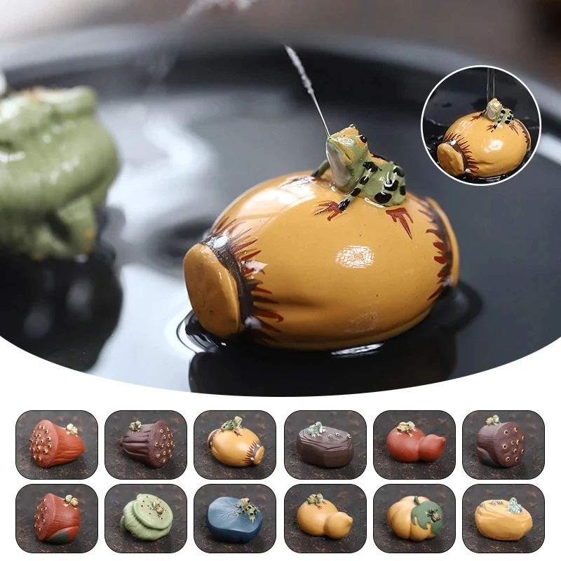 Lucky Purple Clay Small Frog Statue Tea Pet Tea Art Ornaments Chinese Kung Fu Tea Handicrafts Tea Ceremony Decor Accessories