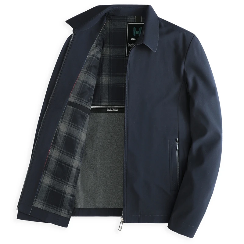 

men's luxury autumn winter long sleeves jacket lapel high quality fleece-lined coat exquisite business Men clothing Classic tops