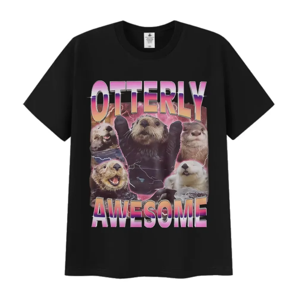 

Funny Otter Animal Meme Graphic T Shirts Men Women Harajuku High Quality Vintage T-shirts Summer Casual Cotton Short Sleeve Tees