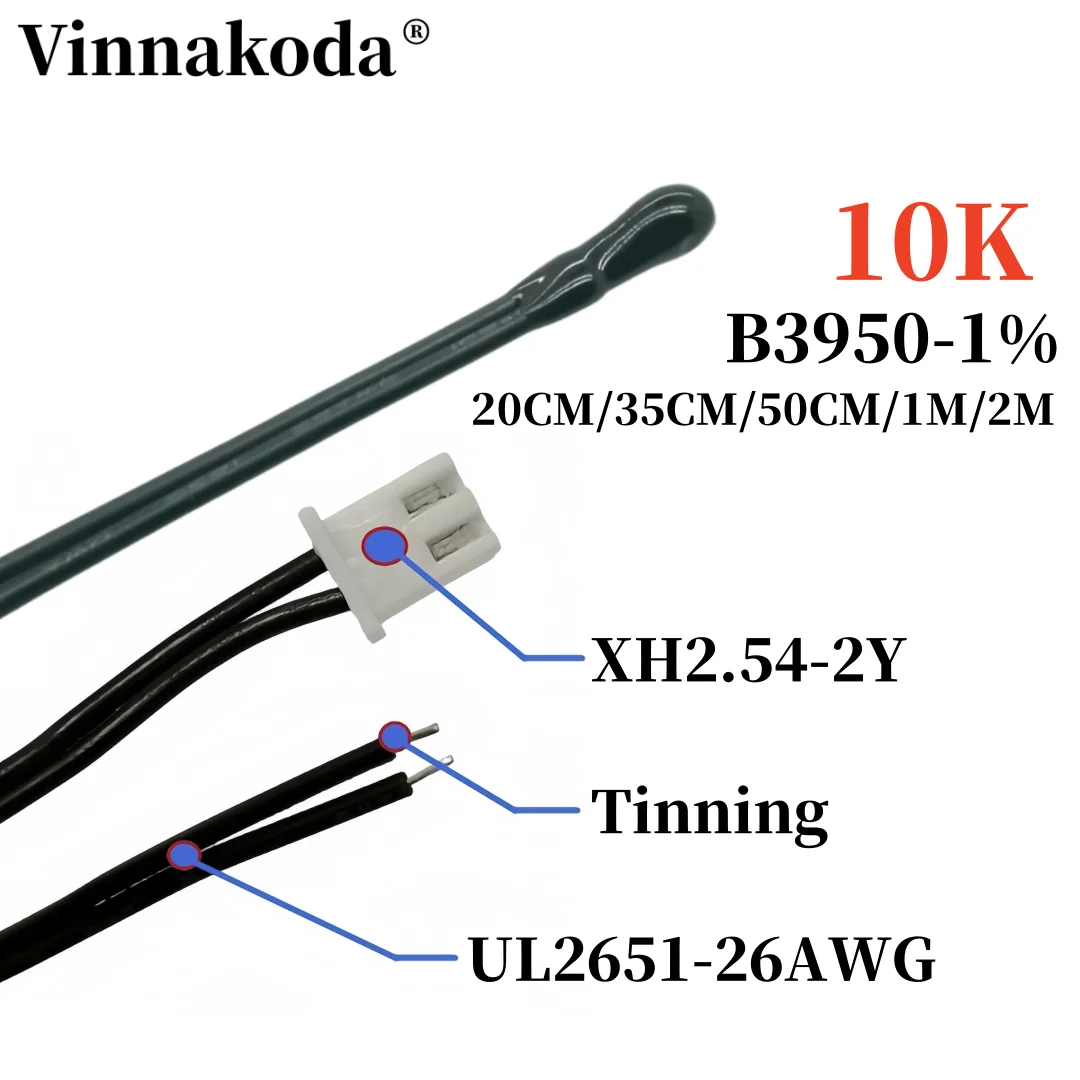 1 szt. Termistor NTC czujnik temperatury B3950 10K 1% sonda powietrza sonda klimatyzacji 20/35/50CM 1/2M