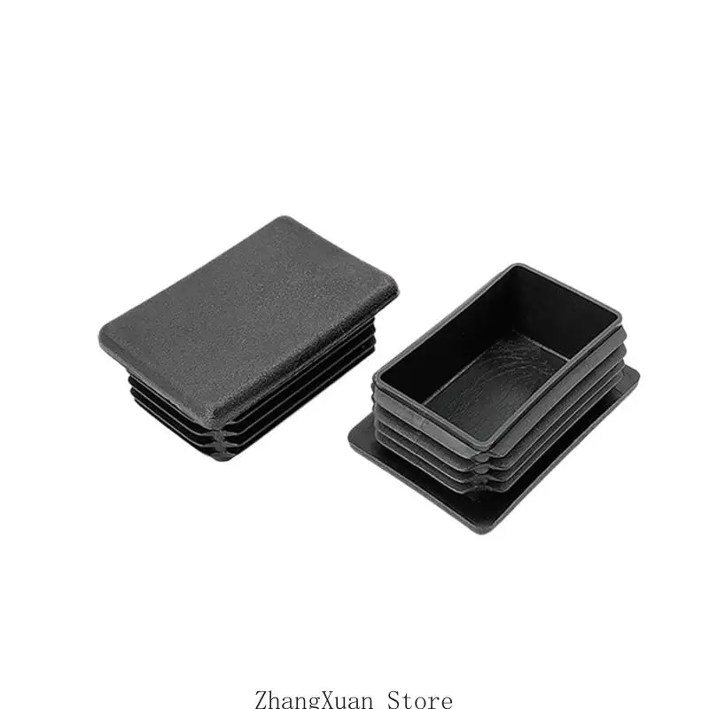 12Pcs Plastic Plugs Pipe Tube Cap Black Plastic Rectangle Blanking End Caps 3XUF
