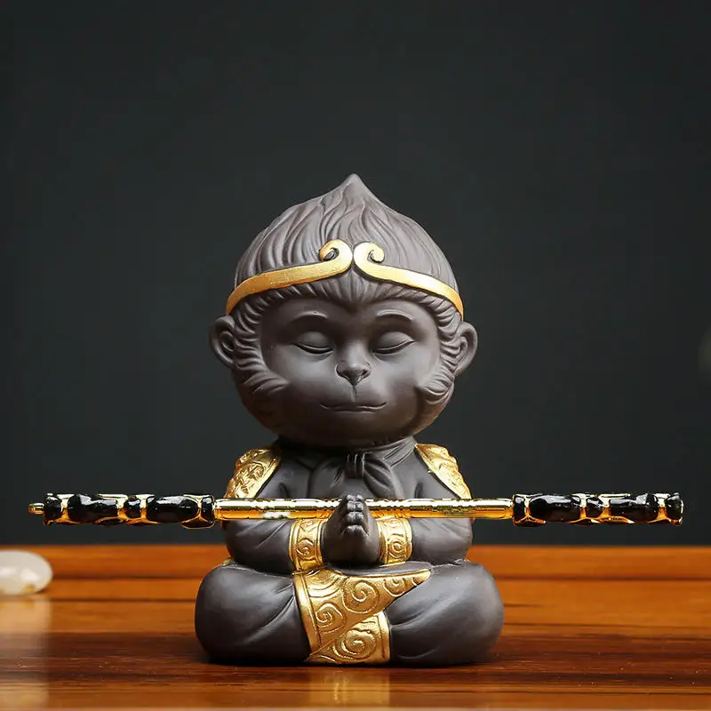 Purple Sand Monkey King and Sun Wukong Tea Pets,Cute Figurine,Gongfu Tea Accessories, Chinese Yixing Tea Sets, Zen Home Decor