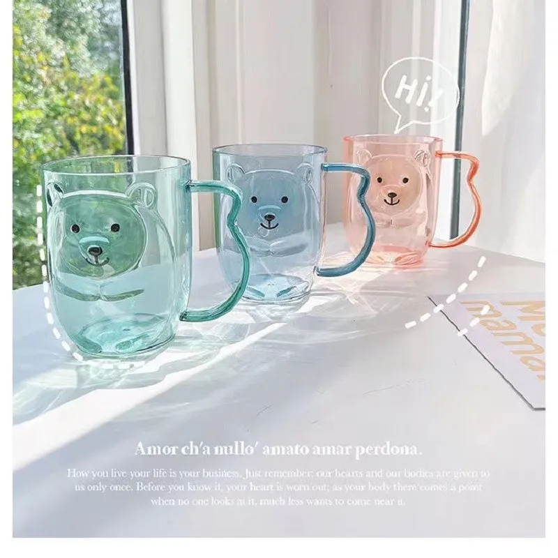 1pc 3D Cartoon Bear Toothbrush Cup Kids Toothbrush Cups Children Mouthwash Cup Water Cup Drinking Cup Bathroom Accessories