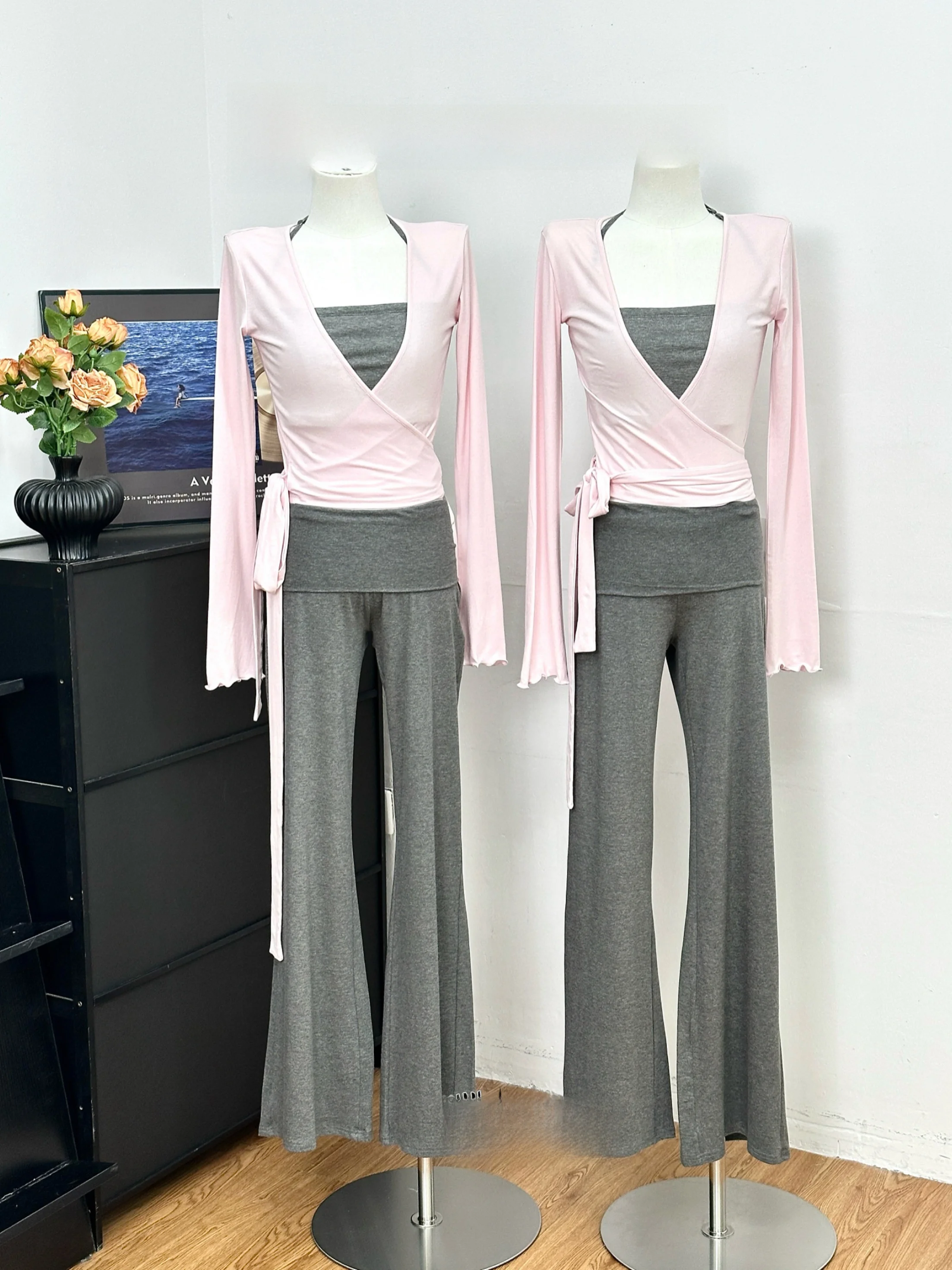 ensemble-t-shirt-a-manches-longues-en-soie-et-laine-d'acetate-avec-nœud-de-ballet-et-pantalon-taille-haute-respirant-d'epaisseur-moyenne-pour-femme