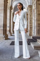 Abito da donna con perle bianche Set 2 pezzi Blazer + pantaloni smoking da sposa di lusso giacca da ufficio formale cappotto su misura pantaloni abito da ballo