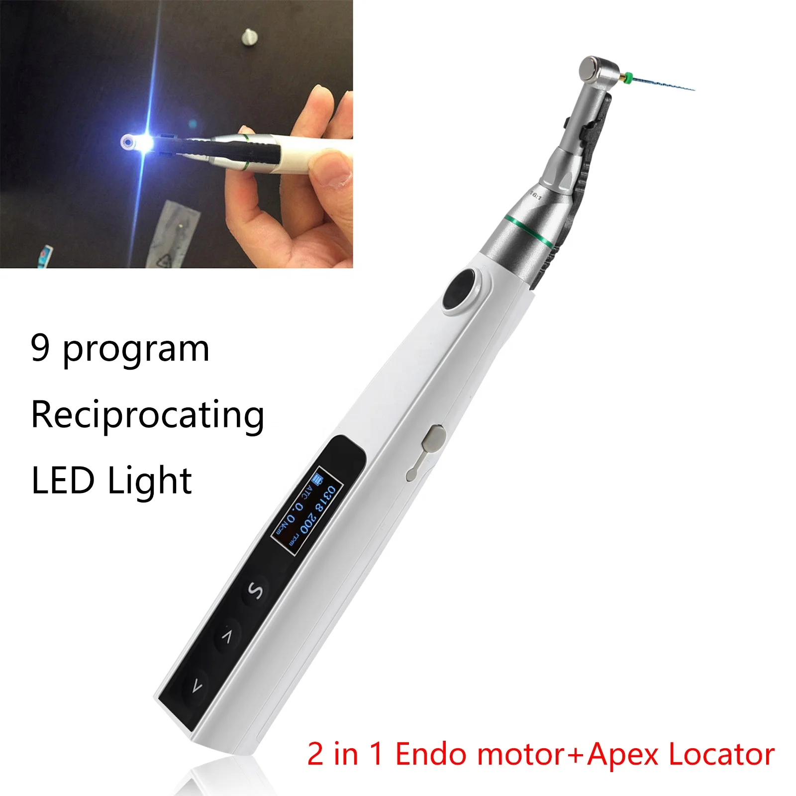 New Innovation!  den tal Endo Motor Endodontics Treatment LED Root Canal Handpiece 16:1 Ratio Built in Apex Locator 2in1 Cordles