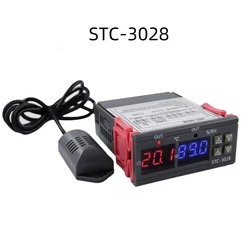 Termostato Digital Dual STC-3028, termómetro de Control de temperatura y humedad, higrómetro, controlador de incubadora AC 220V DC 12V 24V