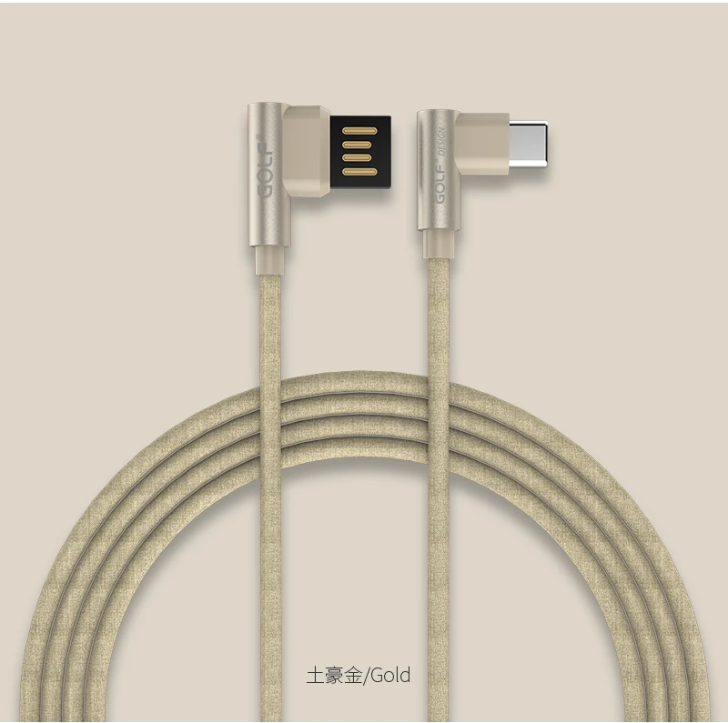 GOLF Type C Right Angle Double Sided USB CFast Charging Data Sync Charger Cable For Samsung S8 S9 S10 Xiaomi 5 6 Redmi HUAWEI LG