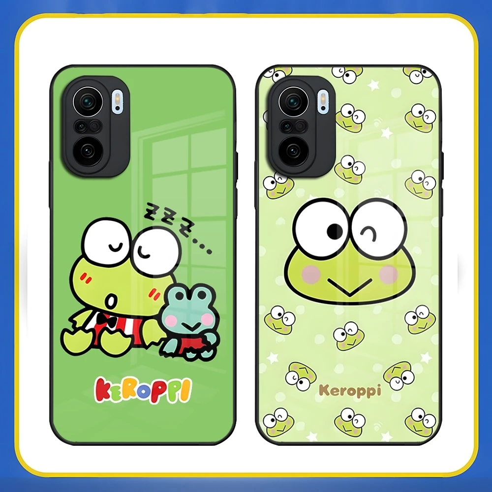 Cute K-Kero Keroppi Phone Case For Redmi 13 12 13c 12c Note 13 Pro Plus 11 12 Pro 10 12s 11s Tempered Glass Back Cover