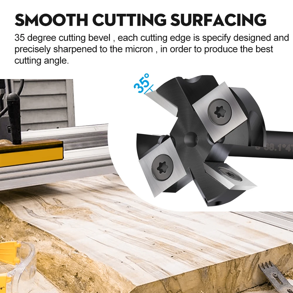 XCAN Wood Planer Bit CNC Spoilboard Surfacing Router Bit 6 8 12mm 1/4 1/2 Shank Carbide Instert Milling Cutter CNC Surfacing Bit