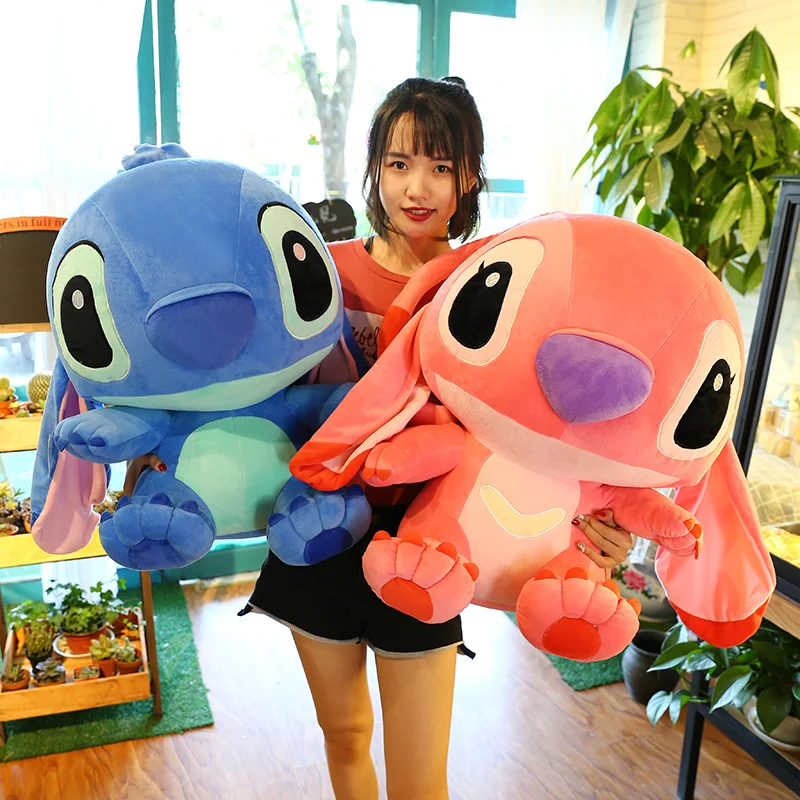 Big Size Hot Disney Plush Blue Pink Stitch Plush Dolls Anime Toys Disney Lilo and Stitch Stich Plush Stuffed Toy Xmas Kid Gifts