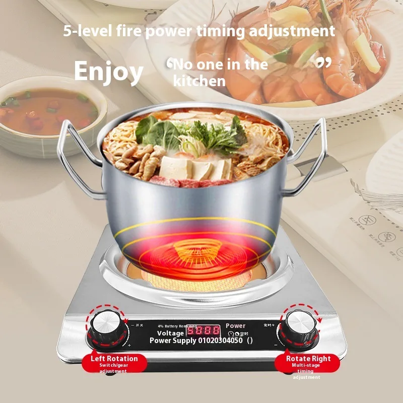 5000W Concave Electric Ceramic Stove Portable Infrared Cooking Grill BBQ Barbecue Cooktop No Radiation All Cookware Compatible